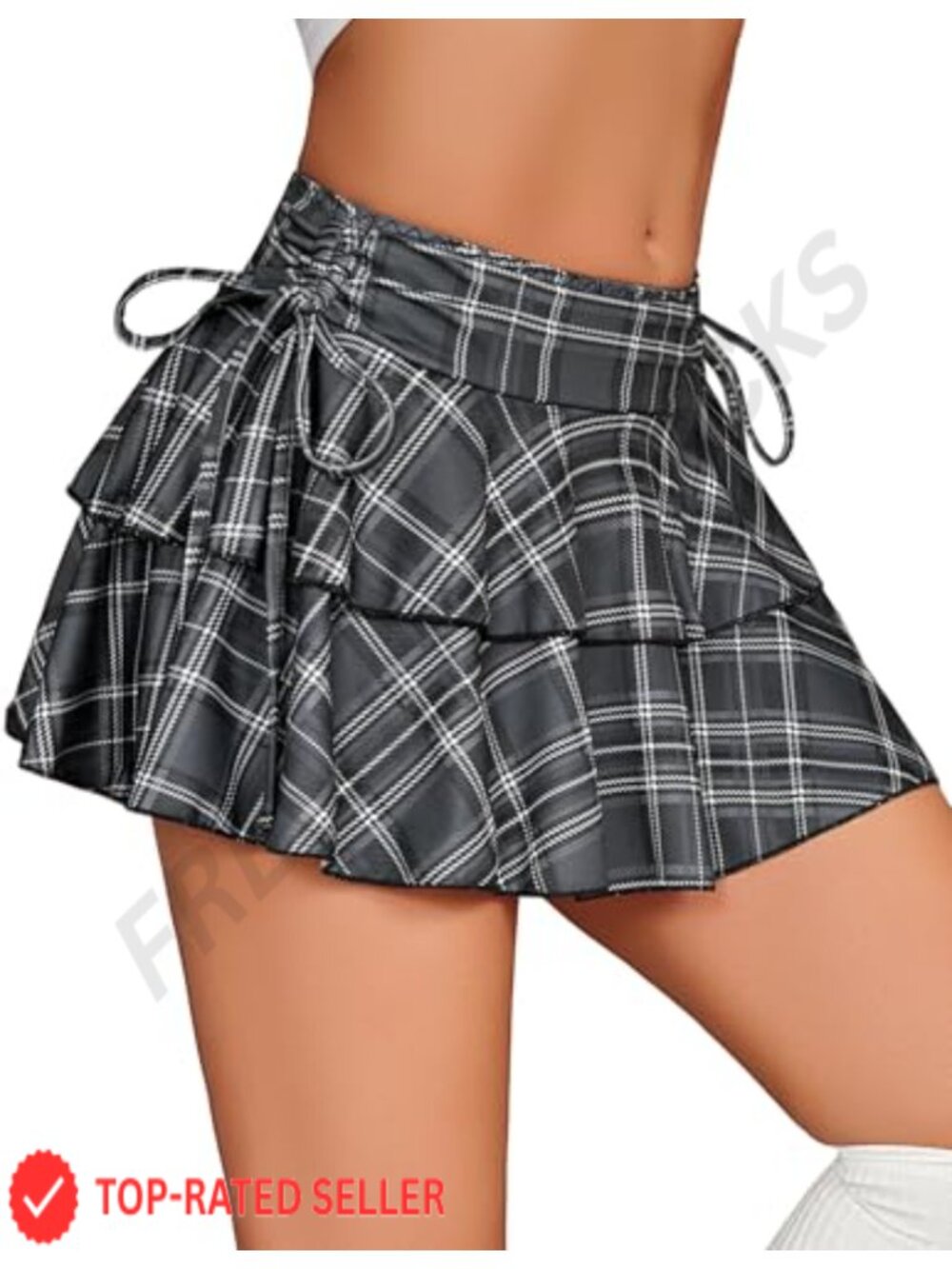 Women's Pleated Ruffle Mini Skirt Y2K Double Layer Micro Skirt